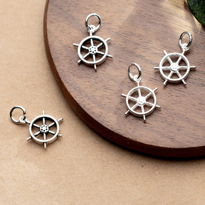 Combo 2 cái charm bạc hình bánh lái mặt treo 1 - Ngọc Quý Gemstones