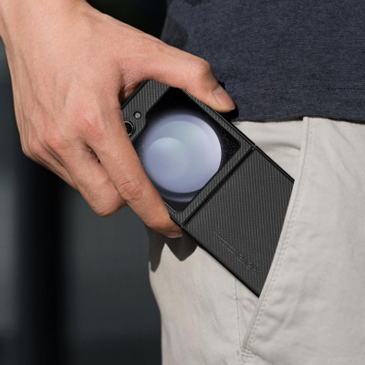 Ốp lưng dành cho Samsung Galaxy Z Flip 5 hiệu X Level Sợi carbon đẹp bền chắc không bám vân tay chống va đập - hàng nhập khẩu