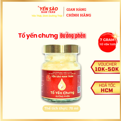 Yến sào chưng Đường phèn NAM TRÂN 7 gram Tổ Yến Tươi, Phục hồi sức khoẻ, Giảm mệt mỏi. Lọ 70 ml