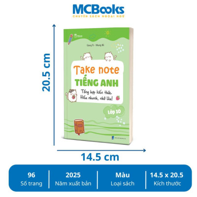 Sách - Take Note Tiếng Anh Lớp 10, 11, 12 - Tổng Hợp Kiến Thức Hiểu Nhanh, Nhớ Lâu - Combo 3 Cuốn - MCBooks