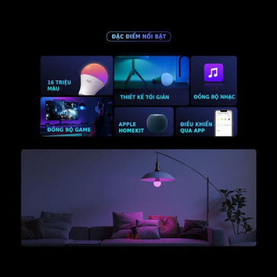 Bóng đèn Led thông minh Yeelight Bulb W4 Lite 9W-RGB 16 triệu màu - Hỗ trợ Homekit, Razer Chroma