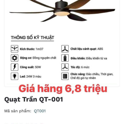 Quạt trần đèn CeilingFanking QT-001 hàng chính hãng