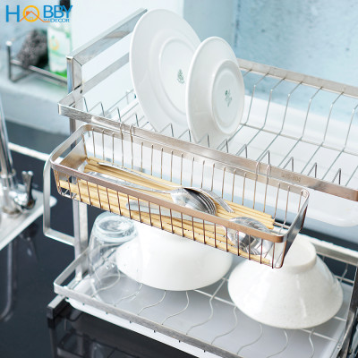 Khay đựng đũa muỗng có 2 móc treo inox 304 Hobby Home Decor KM