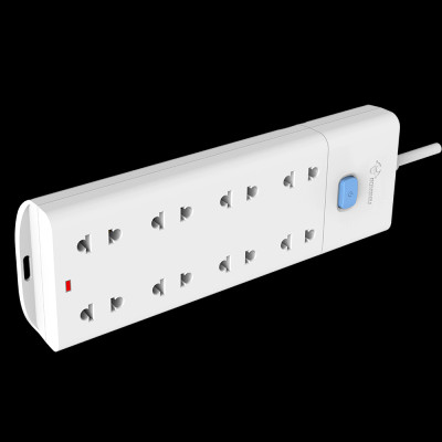 Ổ Cắm Điện Gongniu Đa Năng 8 Ổ 1 Công Tắc – Công Suất 10A/250/2500W – Trắng – Chính Hãng (V1080)