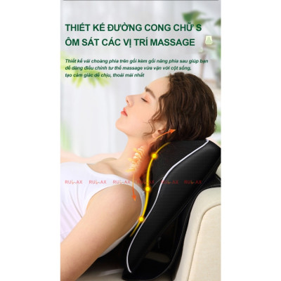 ￼Gối Massage Cổ Vai Gáy Rulax,Máy Massage Hồng Ngoại 2 Động Cơ Rung