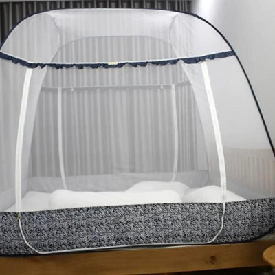 Màn Chụp Cao Cấp Mộc Miên Đỉnh Rộng - Kích Thước 1,8mx2m - 2 cửa , Mẫu Xanh Đen Hoạ Tiết Chiếc Lá ( Hà Nội )
