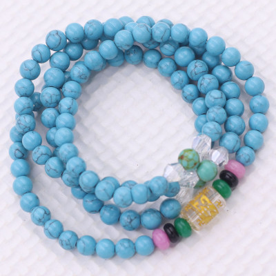 [Mệnh Thủy, Mộc] Bộ Vòng Chuỗi, Tràng Hạt 108 Hạt 6 Ly Đá Thiên Hà Xanh Charm Lục Tự Chân Ngôn - Tràng Chuỗi Niệm Phật - An Yên - Thịnh Vượng - May Mắn - Tài Lộc
