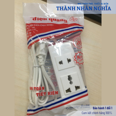 Ổ cắm Điện Quang ĐQ 001A-02 ( 2 lỗ ) dây 2m - Bảo hành 12 tháng