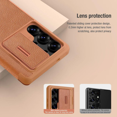Bao da cho Samsung Galaxy S25 Ultra 5G và S22 - S23 Ultra 5G Nillkin Qin Pro - bảo vệ Camera - Hàng chính hãng