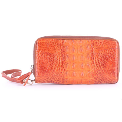 HC3208-09-10-16 - Bóp nữ da cá sấu Huy Hoàng 2 khóa gai màu vàng bò, đen, nâu đỏ, nâu đất