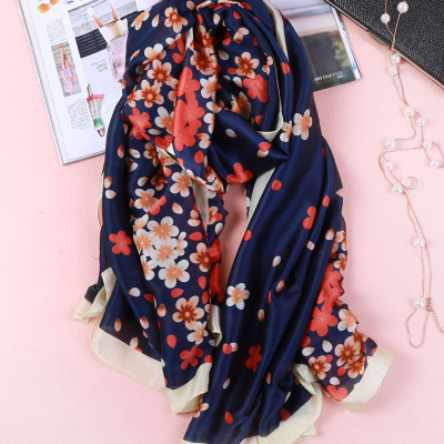 Khăn choàng lụa in hoa nhã nhặn, hàng nhập cao cấp K10