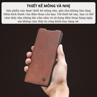 Case bao da chống sốc cho Samsung Galaxy Z Fold 6 trang bị ngăn đựng S-Pen, khe nhét thẻ card hiệu Nillkin Aoge Leather Cover Case (bảo vệ máy cực tốt, chất liệu da thật cao cấp, thiết kế thời trang cá tính) - hàng nhập khẩu