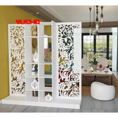 Vách Ngăn Bình Phong Họa Tiết Hiện Đại ( 2 Vách 2 Kệ) VLK3-01 - Nội thất lắp ráp Viendong Adv