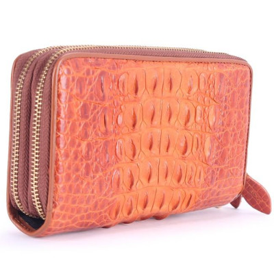 HC3208-09-10-16 - Bóp nữ da cá sấu Huy Hoàng 2 khóa gai màu vàng bò, đen, nâu đỏ, nâu đất