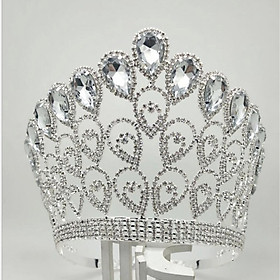 Vương miện thời trang cao 15 cm cao 15cm, đường kính 14-18cm Chất liệu: Đồng + Kim cương thủy tinh + Acryli Giangpkc