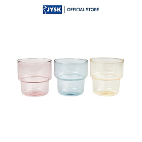 Cốc uống nước | JYSK Gervig | thủy tinh | nhiều màu | bộ 3 chiếc | DK8xC8cm