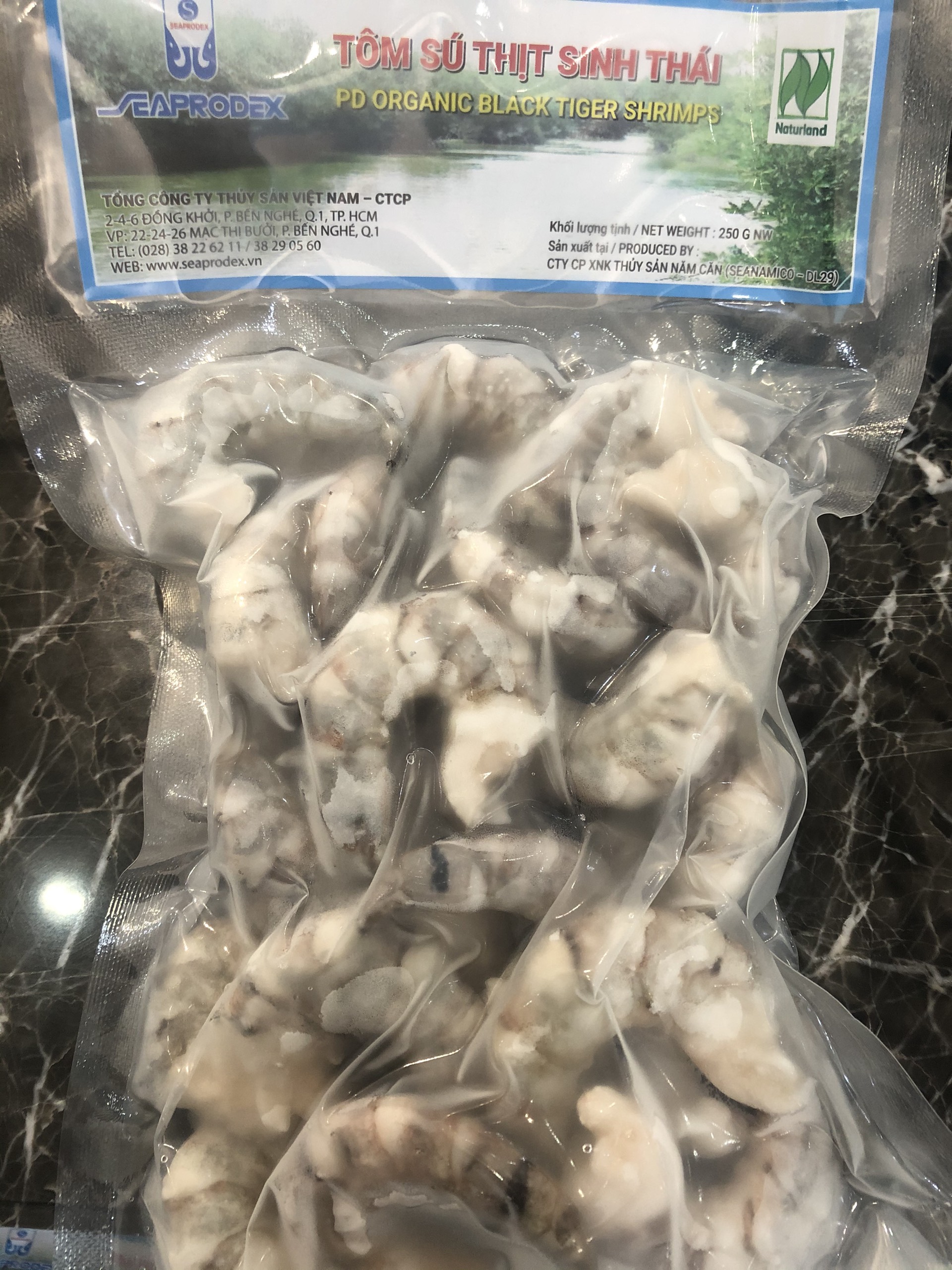 Tôm sú thịt sinh thái Seaprodex kích cỡ 41/50-250gr.