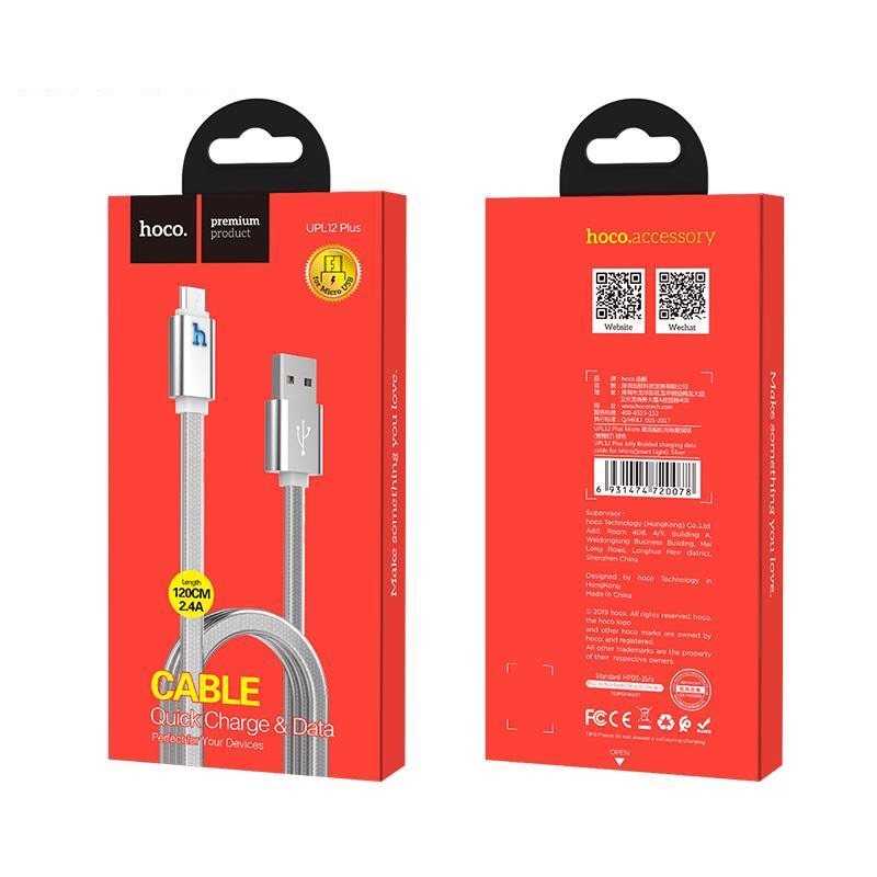 Cáp Sạc Hoco UPL12 Plus Micro USB (dòng máy Oppo F7, Xiaomi Redmi Note 5,Samsung A7...) Sạc Nhanh 1,2m - Giao Màu Ngẫu Nhiên - Hàng Nhập Khẩu