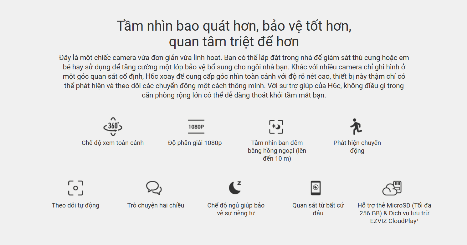 Camera WiFi quay quét EZVIZ H6C Pro 3K 5MP - hàng chính hãng