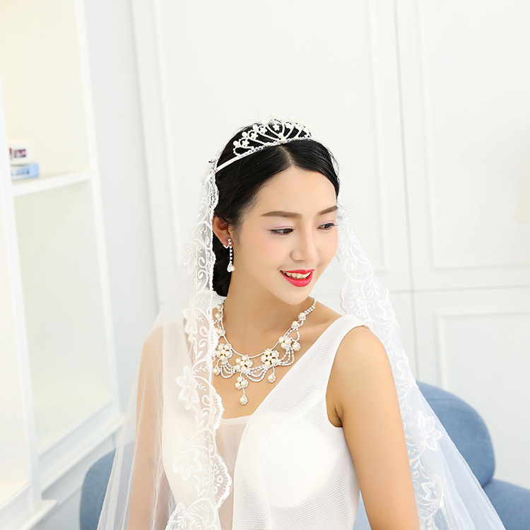 Bộ trang sức cô dâu hoa ngọc trai đính đá