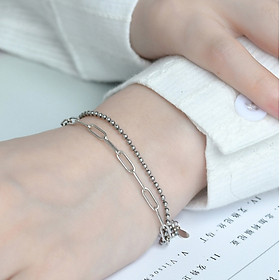 Vòng đeo tay lắc tay 2 tầng mix chain cá tính Âu Mỹ
