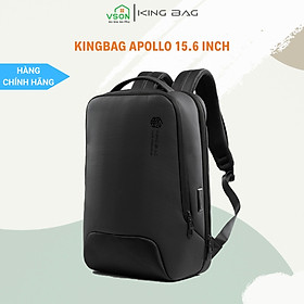 Balo laptop 15” KINGBAG APOLLO thời trang, tích hợp cổng USB đa dụng, ngăn phụ lót chống thấm, màu đen - Hàng chính hãng