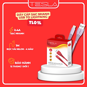 Cáp sạc USB-iP hàng chính hãng TESLA TL01L Nylon 1m | Bảo hành 12 tháng 1 đổi 1 | Made in Việt Nam