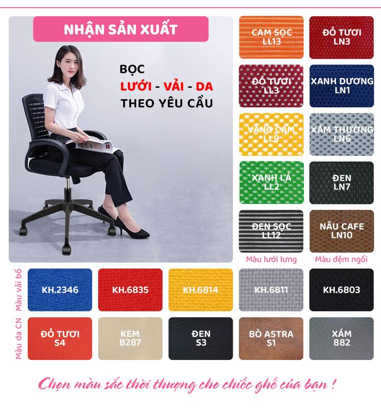Ghế xoay văn phòng lưng trung rời bọc da SMLIFE Meir