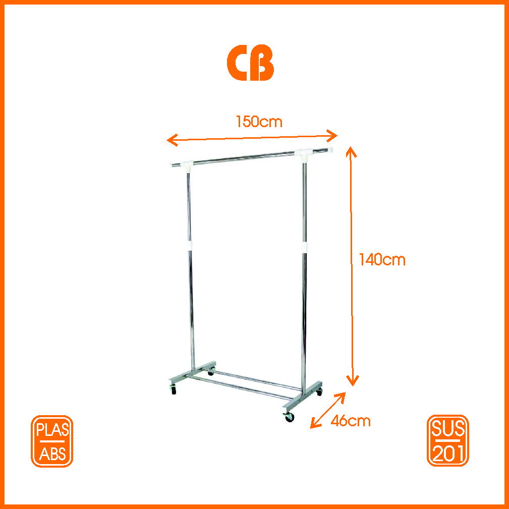 Giàn Phơi Inox Đơn Lắp Ráp CB - 1.55x1.4m