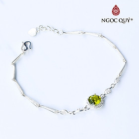 Lắc bạc mặt đá peridot hỏa, mộc - Ngọc Quý Gemstones