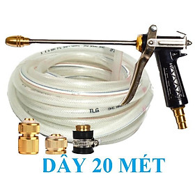 Bộ dây vòi xịt nước rửa xe, tưới cây . tăng áp 3 lần, loại 20m 206701-3 đầu đồng, cút đồng, + tặng đai 