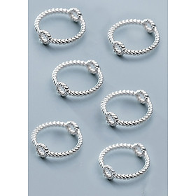Combo 6 cái charm bạc tròn xoắn lồng hạt xỏ ngang - Ngọc Quý Gemstones
