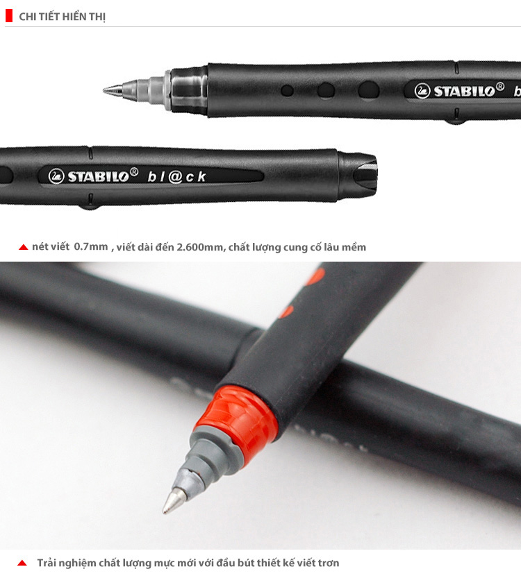 Bộ 2 Bút bi ký STABILO bl@ck+ M/F đỏ (BLKR-C2) - Đỏ