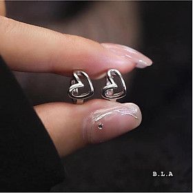 Bông tai bạc khoá bấm hình trái tim chất liệu bạc s925 MS0013