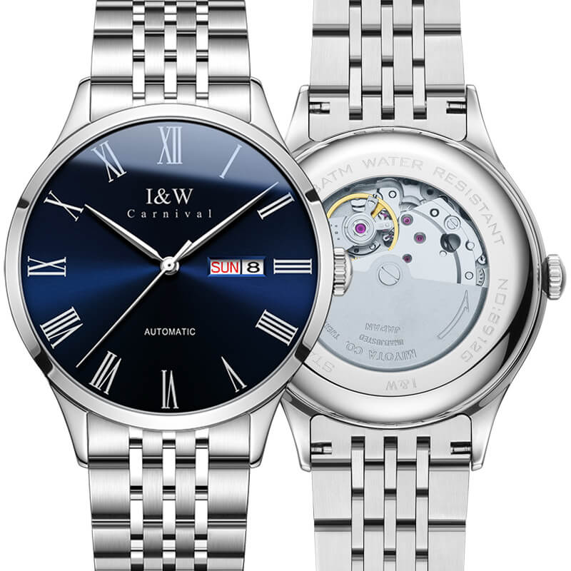 Đồng Hồ Nam I&W Carnival 8912G Chính Hãng Full Box Chống Nước Kính Chống Xước Dây Thép Cao Cấp BH 60T (Máy Cơ Tự Động)