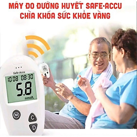 Máy Đo Đường Huyết, Máy Đo Lượng Đường Trong Máu Tại Nhà Safe Accu tặng que đo và kim thử máu hàng cao câp
