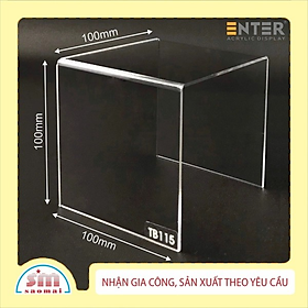Kệ trưng bày mica 3 mặt uốn Enter TB115 100x100x100mm mica dày 2mm, Kệ livestream, Kệ mica chữ U trong suốt để đồ đa năng
