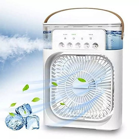 Quạt Điều Hòa Phun Sương Hơi Nước đá lạnh Mini Để Bàn 3 Chế Độ Tích Hợp Led, Chế Độ Hẹn Giờ