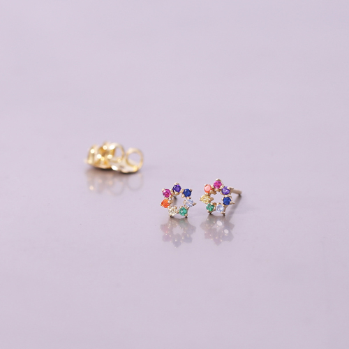 Bông tai bạc trang sức nữ mạ vàng cầu vồng hoa Gix Jewel BT20