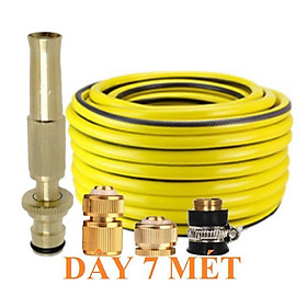 Bộ dây vòi xịt nước rửa xe, tưới cây . tăng áp 3 lần, loại 7m, 10m 206587 đầu đồng, cút đồng