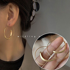 Khuyên tai nữ tròn xoắn ốc màu vàng