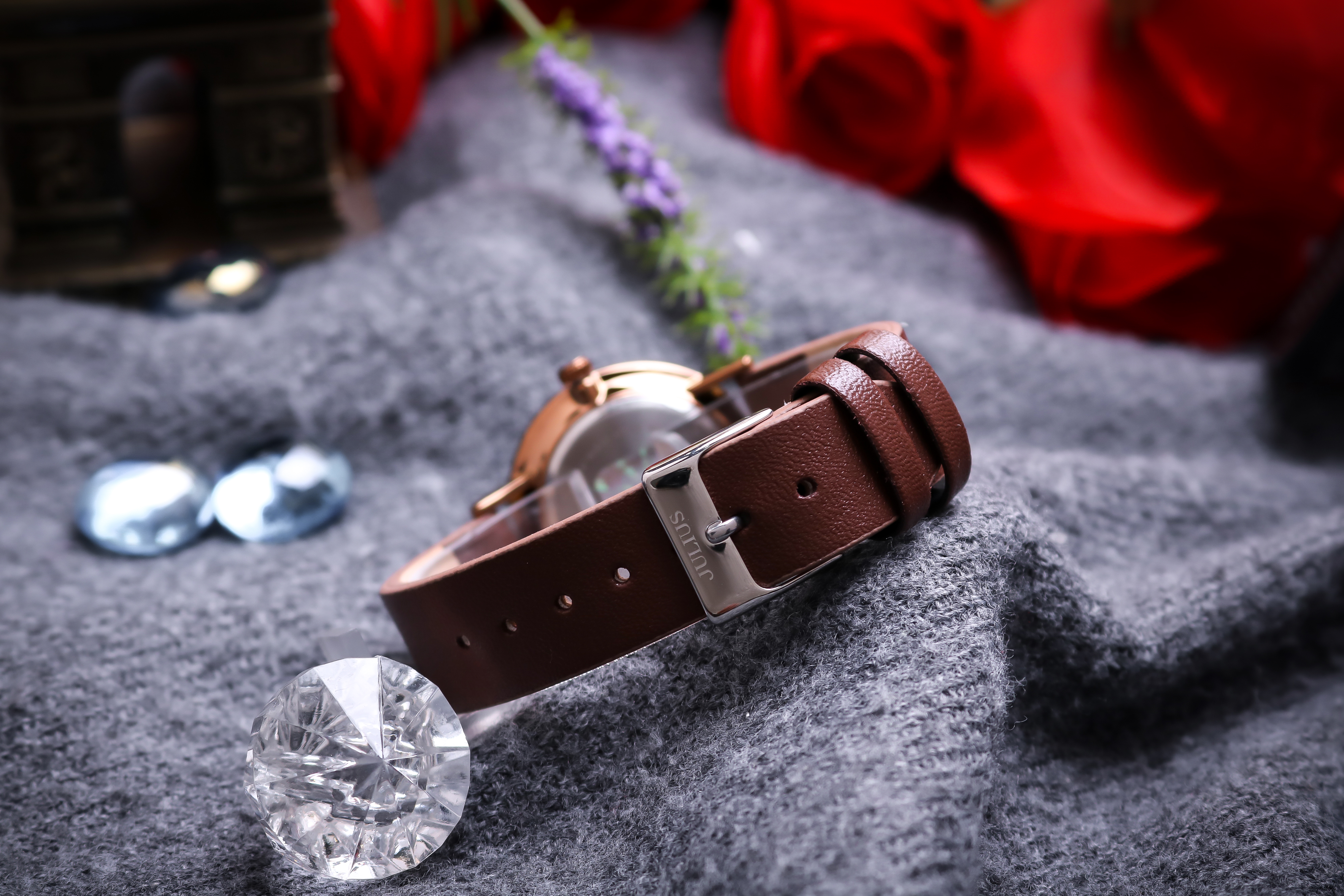 Đồng Hồ Nữ Julius Hàn Quốc JA814LE Dây Da Màu Nâu