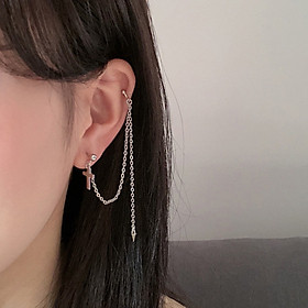 Bông tai nam nữ kẹp chữ C thả đinh siêu đẹp siêu cool
