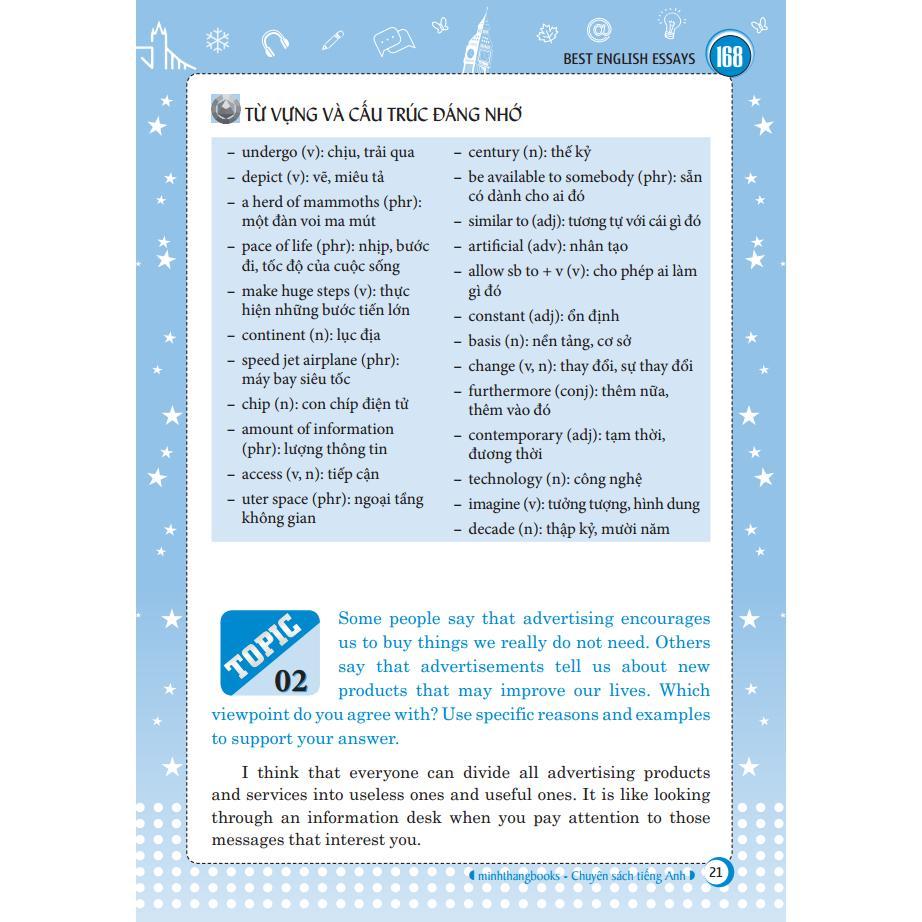 Sách - 168 Bài Luận Tiếng Anh Hay Nhất - Minh Thắng