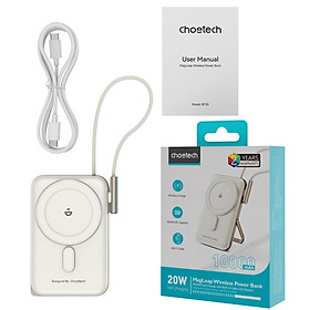 Pin sạc dự phòng Choetech B735 dây cáp sạc Type C  công suất 20w dung lượng 10000mAh (Hàng chính hãng)