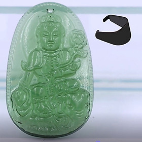 [Tuổi Thìn, Tỵ] Mặt Dây Chuyền Phật Phổ Hiền Bồ Tát Đá Pha Lê Xanh Lá Size Nhỏ 3.6cm & Size Lớn 5cm - Tặng Kèm Móc Inox - Phong Thủy 868 - May Mắn - Bình An