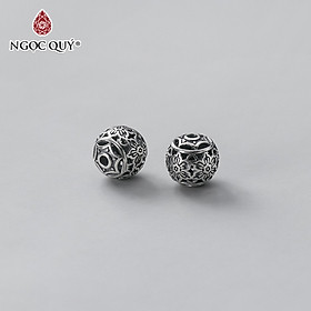 Charm bạc hình cầu hoa văn xỏ ngang - Ngọc Quý Gemstones 
