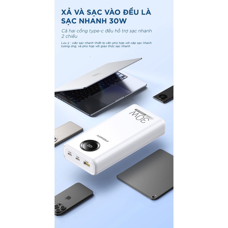 Pin dự phòng PISEN Pin dự phòng PISEN TS-D337 QUICK Power Cube 20000mAh, công suất 30W sạc nhanh hai chiều - Hàng chính hãng QUICK Power Cube 20000mAh, công suất 30W sạc nhanh hai chiều - Hàng chính hãng