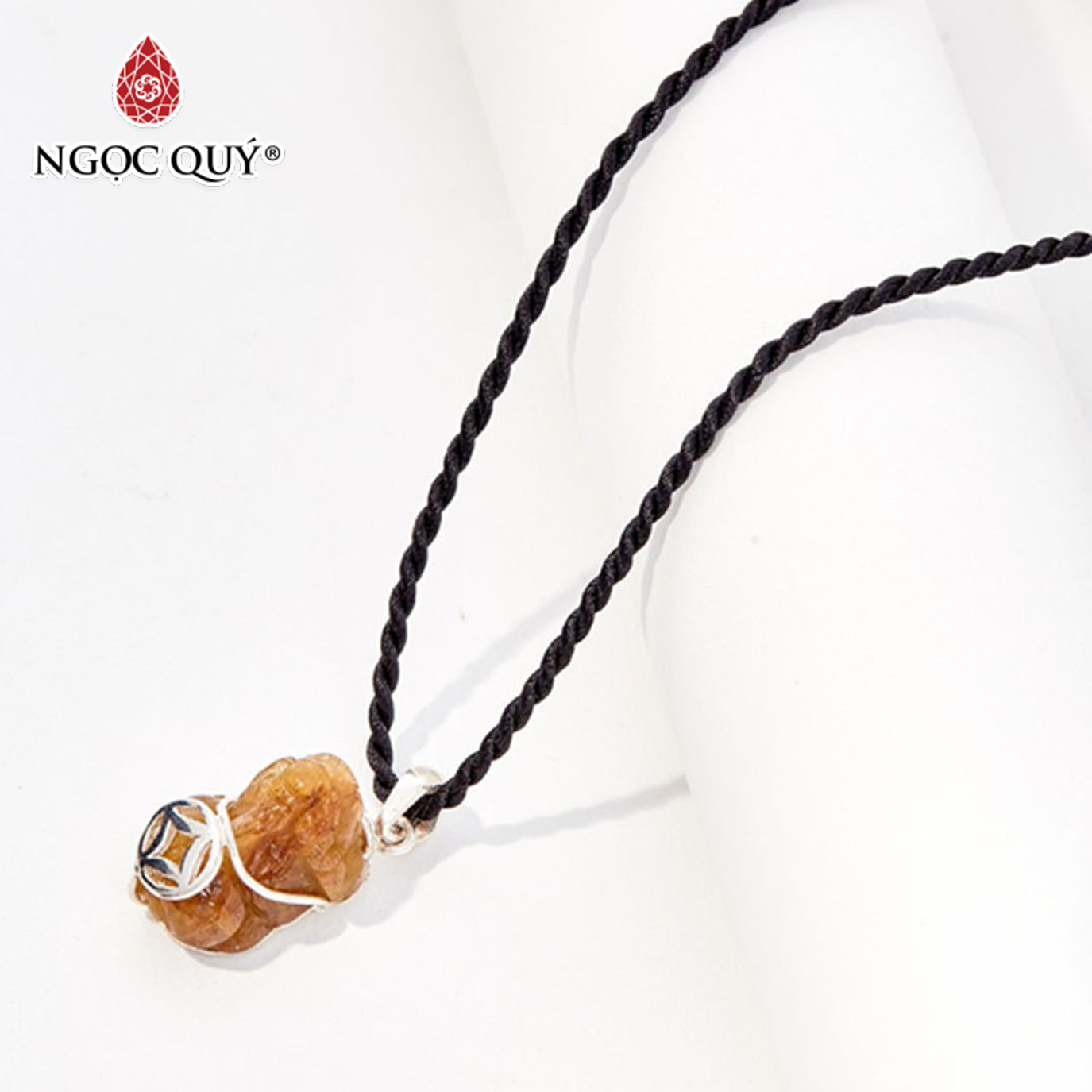 Mặt dây chuyền tỳ hưu đá thiên nhiên bọc bạc - Ngọc Quý Gemstones