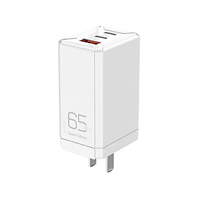 Củ sạc siêu nhanh 65W Rockspace T60 3 cổng sạc, 2 typeC 1 USB - Hàng chính hãng